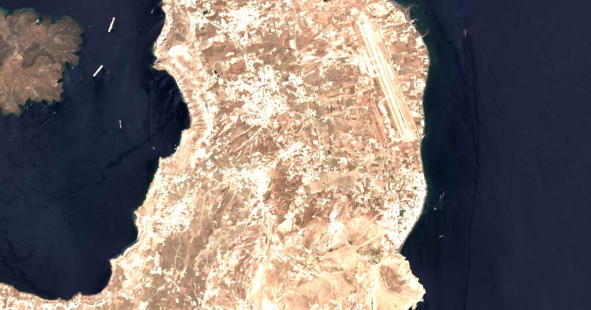 Δορυφορικός χάρτης: Έξω Γωνιά Θήρας